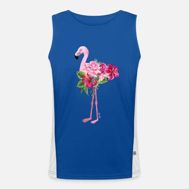 Flamingo mit Blumen Funktionelles Kontrast-Tank Top für Männer 