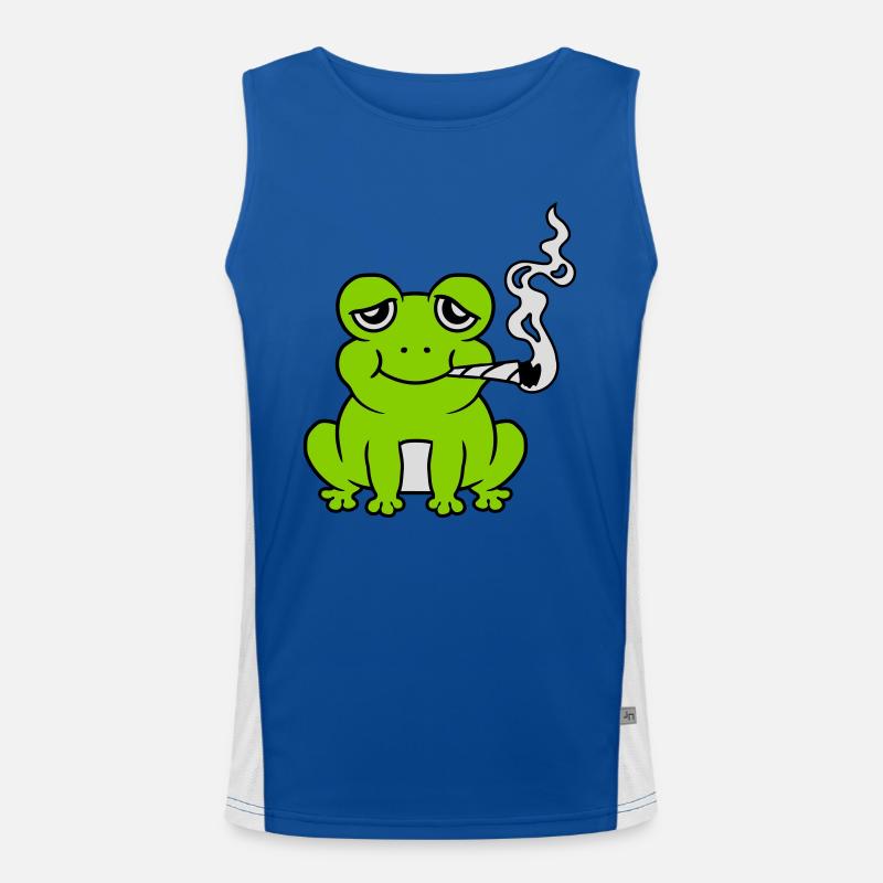 Bekiffter Weed Joint Frosch Funktionelles Kontrast-Tank Top für Männer 