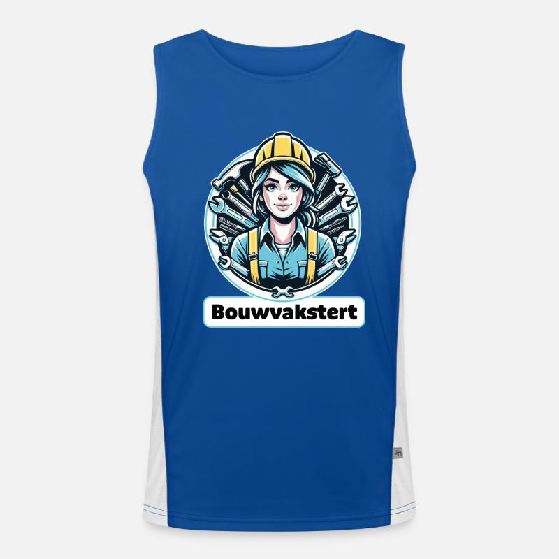 Construction Worker Woman upload Men's Functional Contrast Tank Top 