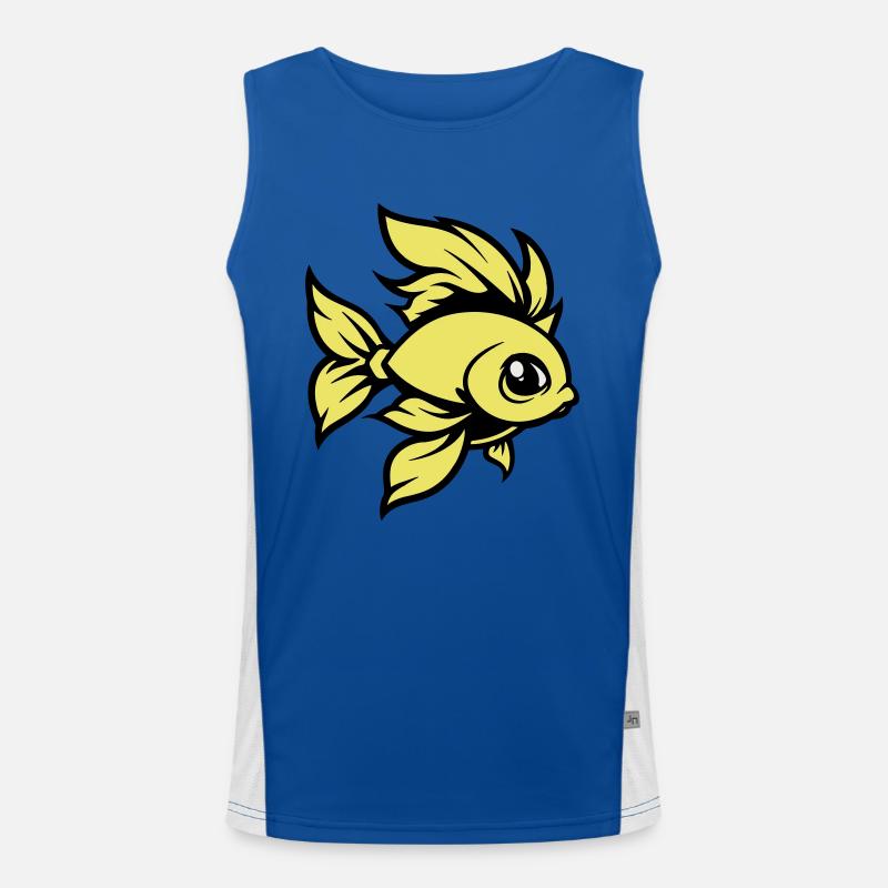 Goldfish Fish Comic Animal - Men's Functional Contrast Tank Top  - royal/white