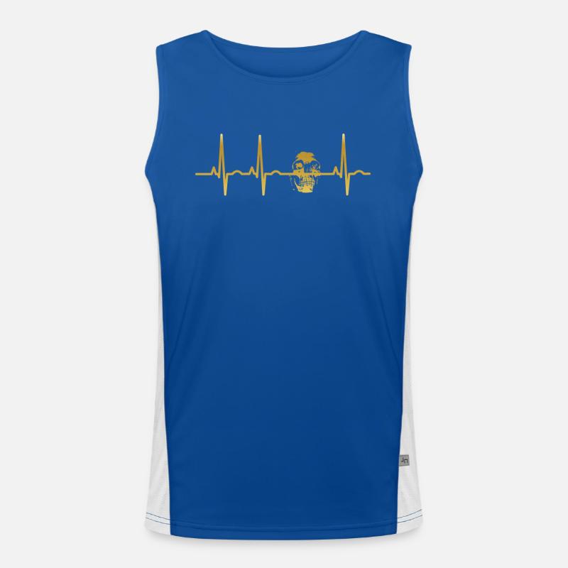evolution ekg heartbeat skull totenkopf bonez 187 Funktionelles Kontrast-Tank Top für Männer 