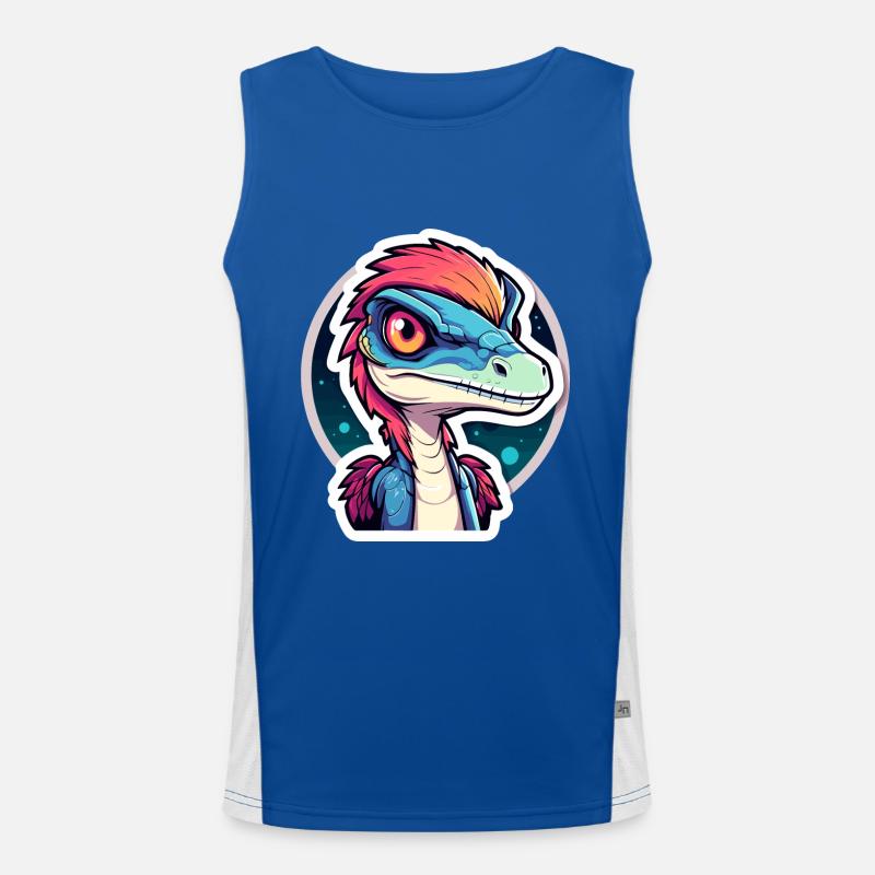 Velociraptor Dinosaur Drawing Men's Functional Contrast Tank Top 
