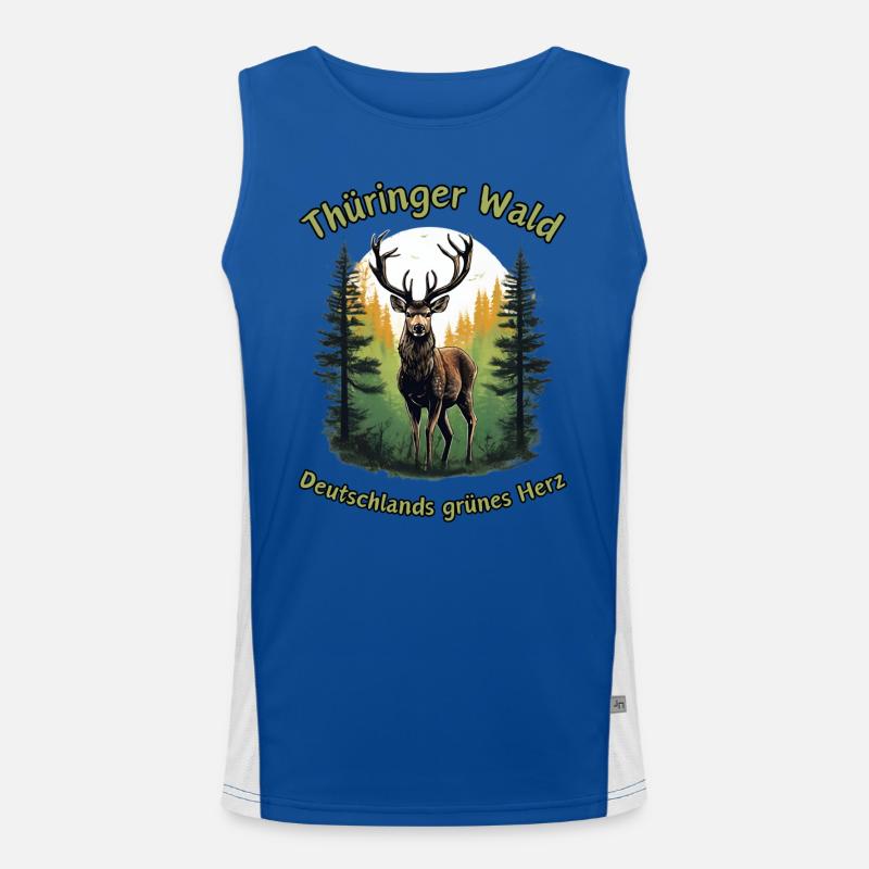 Thuringia-Germany's Green Heart Deer Men's Functional Contrast Tank Top 