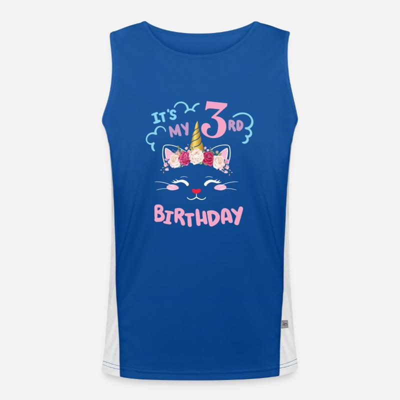 3. Geburtstag Mädchen Outfit Einhorn Katze Funktionelles Kontrast-Tank Top für Männer 