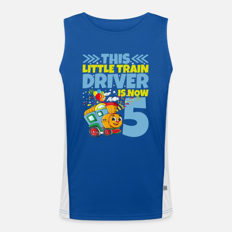 5th birthday this little train driver is now 5 Men's Functional Contrast Tank Top 