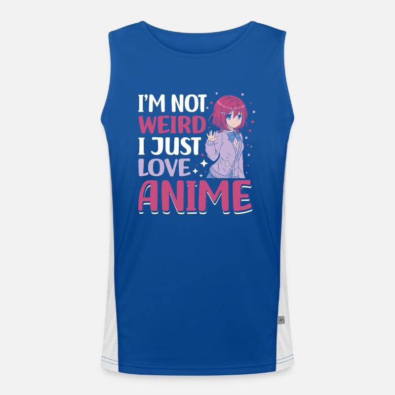 Nicht Seltsam Ich Liebe Einfach Anime | Funktionelles Kontrast-Tank Top für Männer 