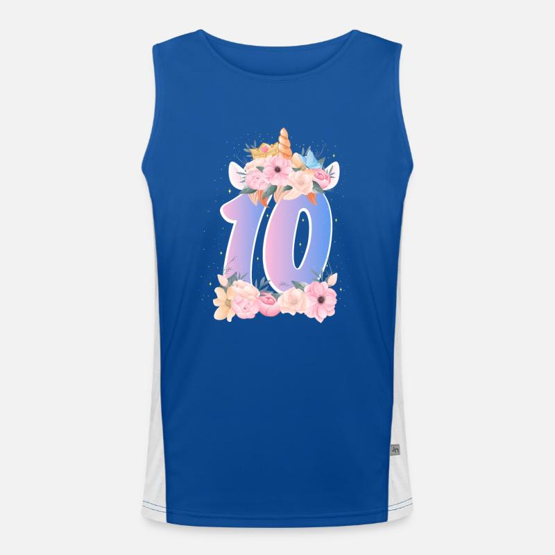 10 Einhorn Krone Süßer Blumenstrauß 10. Geburtstag Funktionelles Kontrast-Tank Top für Männer 