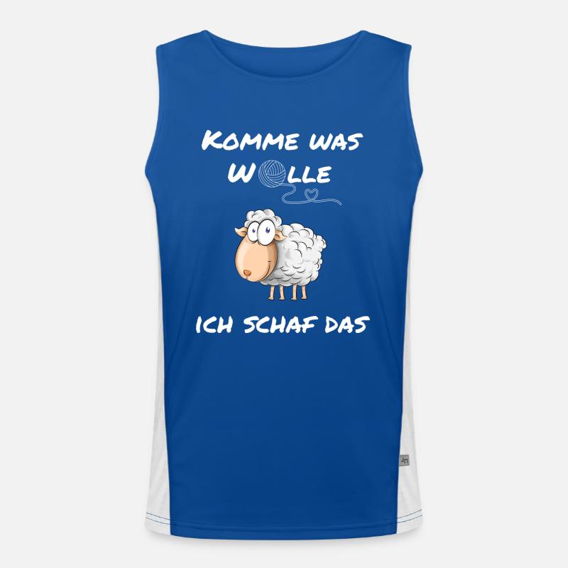 Funny T-shirt with sheep motif: 'Come on something wool' Men's Functional Contrast Tank Top 