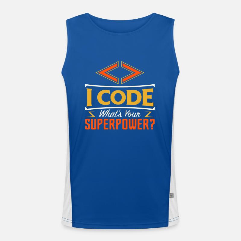 I code what's your superpower ? Débardeur respirant contrasté Homme 