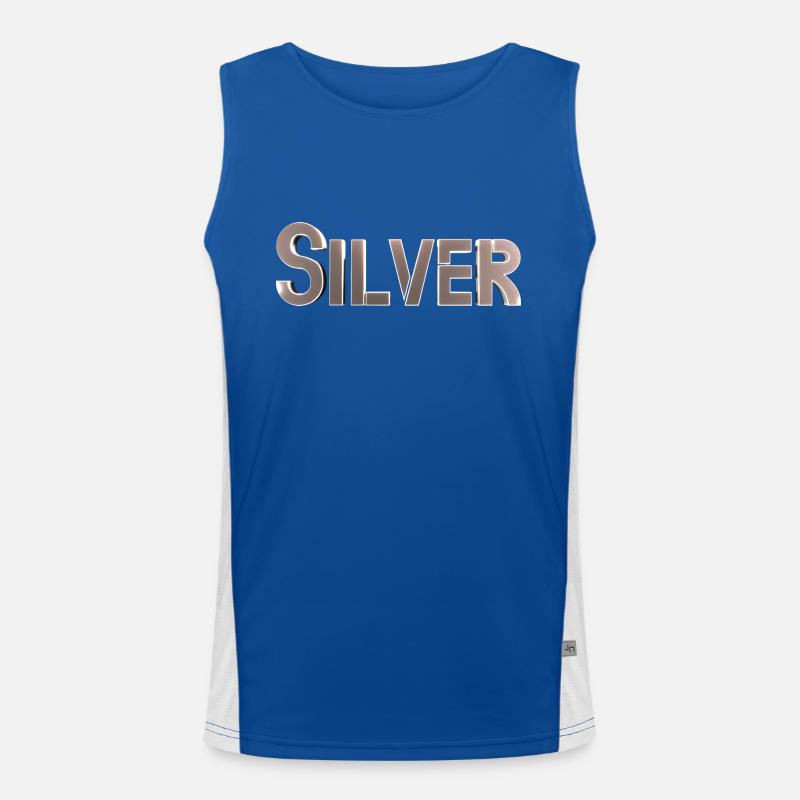 Silver Stylized Text Men's Functional Contrast Tank Top 