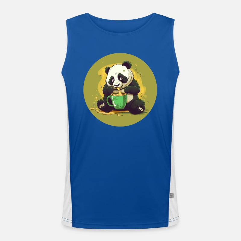 Panda with coffee and sugar shock Men's Functional Contrast Tank Top 