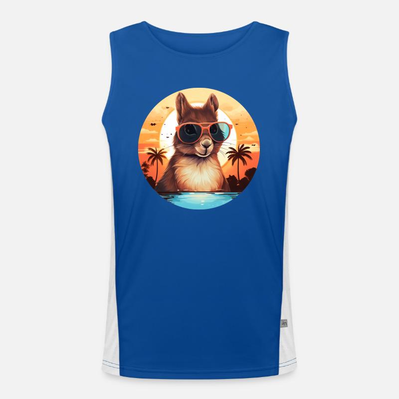 Coole Eichhörnchen-Silhouette, Sonnenuntergang mit Funktionelles Kontrast-Tank Top für Männer 