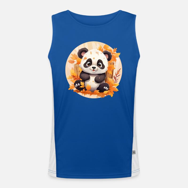 Panda Feuillage Automne Coloré Feuilles Coucher de Soleil Design Débardeur respirant contrasté Homme 