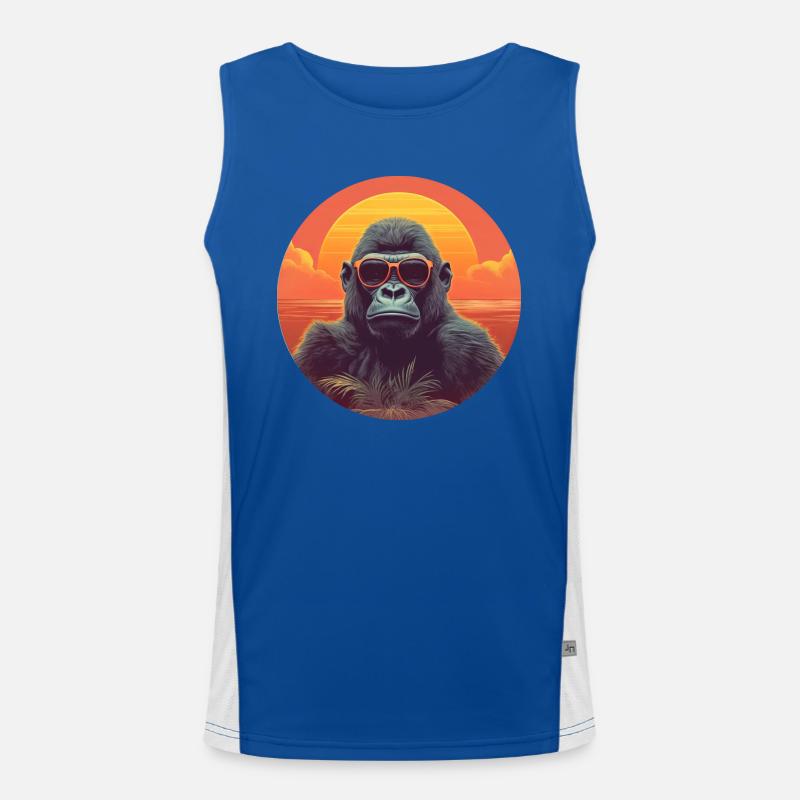 Gorille cool au coucher du soleil: conception de singe détendue Débardeur respirant contrasté Homme 