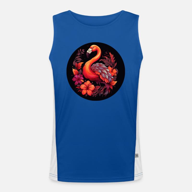 Flamingo in Herbstblättern Funktionelles Kontrast-Tank Top für Männer 