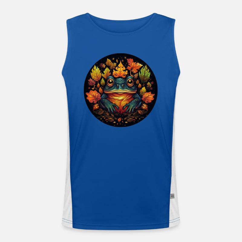 Frosch aus Herbstblättern Funktionelles Kontrast-Tank Top für Männer 