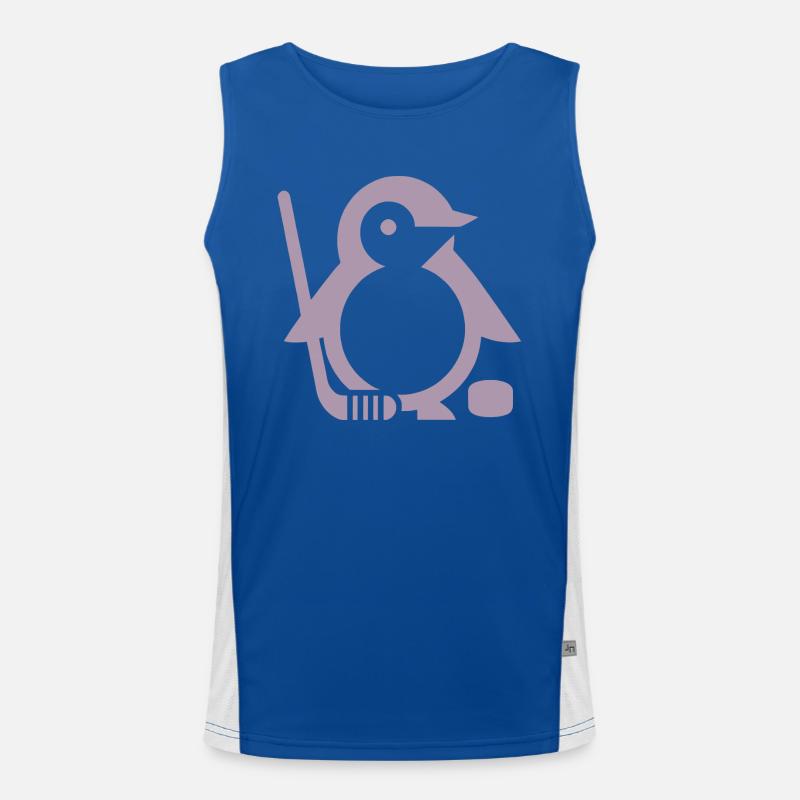 Minimalistischer Pinguin Eishockeyspieler - Funktionelles Kontrast-Tank Top für Männer 
