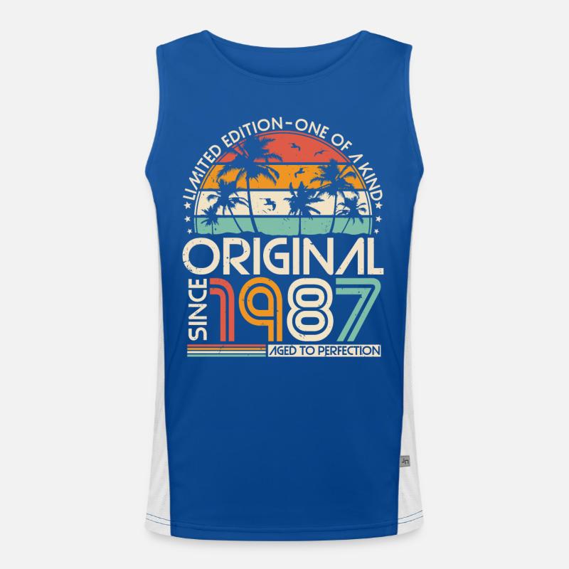 Original 1987 Vintage Birthday Retro Men's Functional Contrast Tank Top 