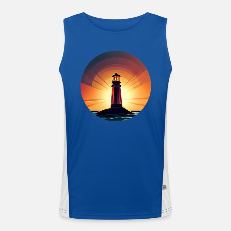 Lighthouse at sunset Romantic - Men's Functional Contrast Tank Top  - royal/white