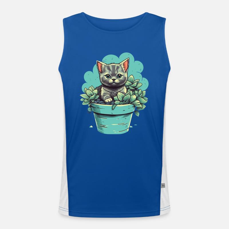 Chaton mignon dans un pot de fleurs avec des plantes succulentes Débardeur respirant contrasté Homme 