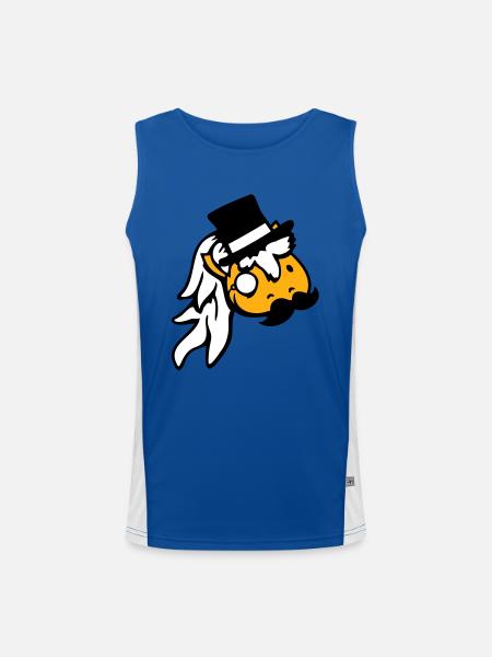 Horse Sir Lord Rich Monocle Glasses Top Hat - Men's Functional Contrast Tank Top  - royal/white - Front