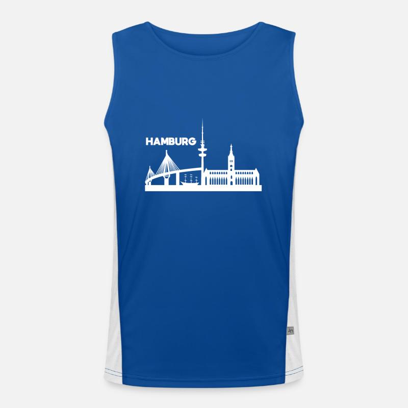 Hamburg Skyline Funktionelles Kontrast-Tank Top für Männer 