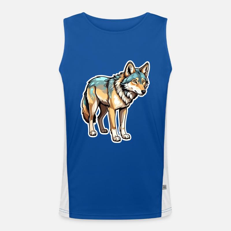 Wolf Fantasy Illustration Funktionelles Kontrast-Tank Top für Männer 