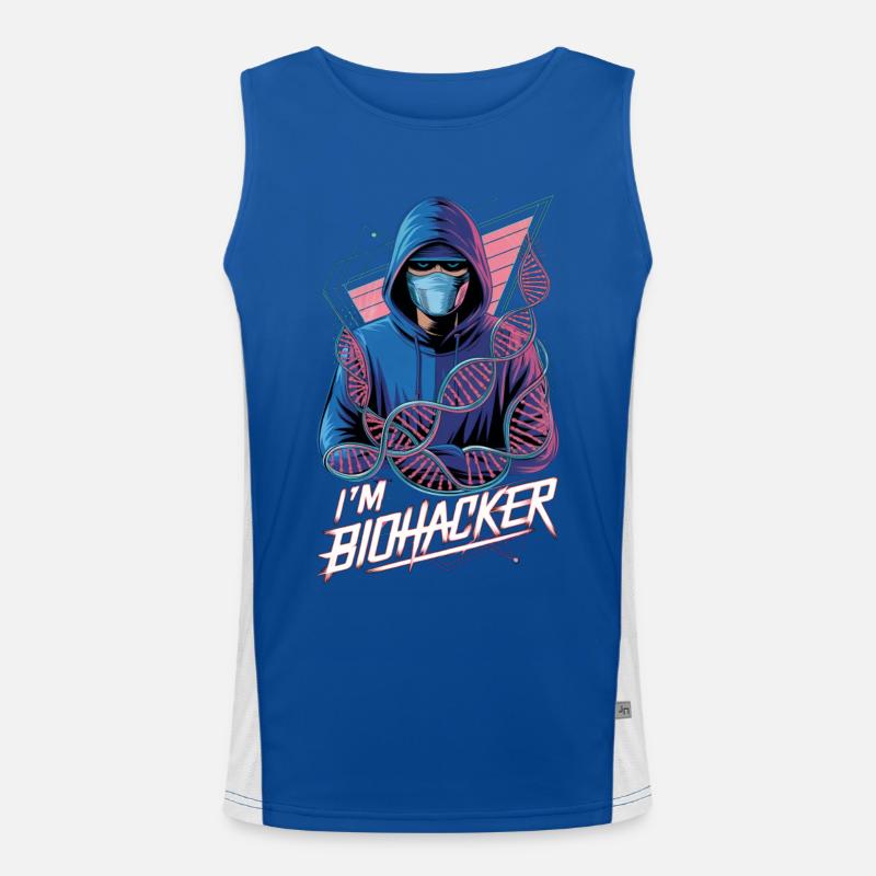 I❤️BioHCKR: Masked Biohacker Revolution Men's Functional Contrast Tank Top 