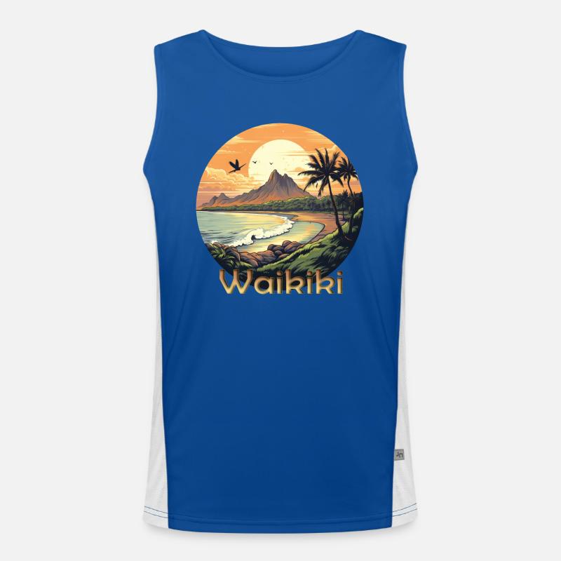 Waikiki Hawaï coucher de soleil sur la plage Débardeur respirant contrasté Homme 
