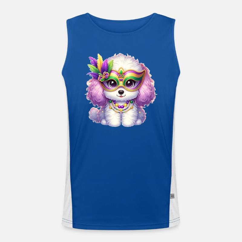 Mardi Gras Poodle Design - Men's Functional Contrast Tank Top  - royal/white