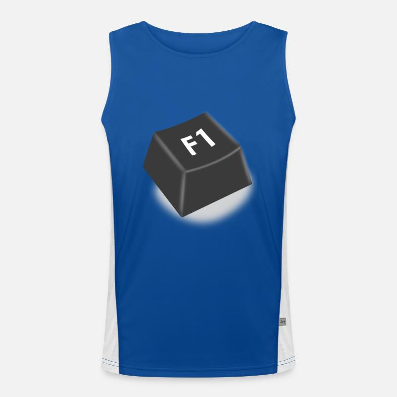 f1 help button - Men's Functional Contrast Tank Top  - royal/white