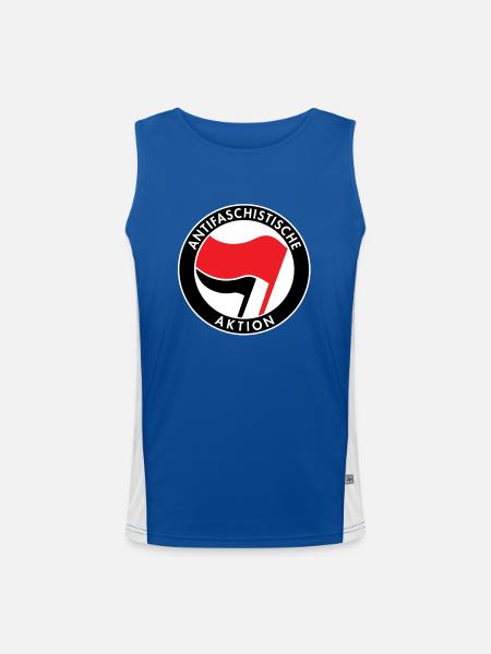 Antifacist Action, Antifa Logo, Flags - Men's Functional Contrast Tank Top  - royal/white