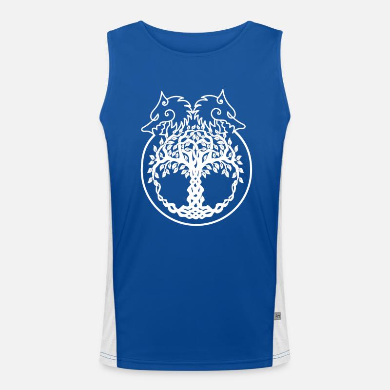 Celtic Ireland Viking Celtic Knot Pattern Tree Men's Functional Contrast Tank Top 