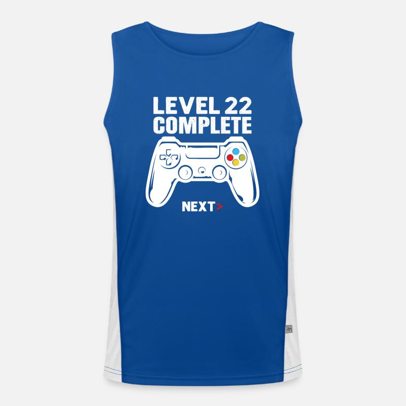 Level 22 Full - Men's Functional Contrast Tank Top  - royal/white