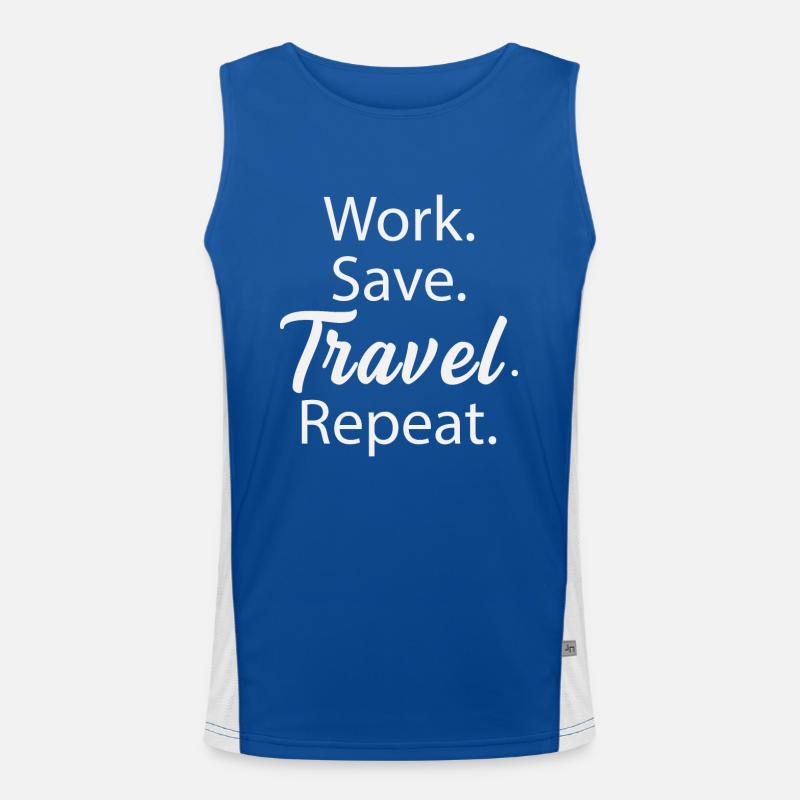 Work. Save. Travel. Repeat. Men's Functional Contrast Tank Top 
