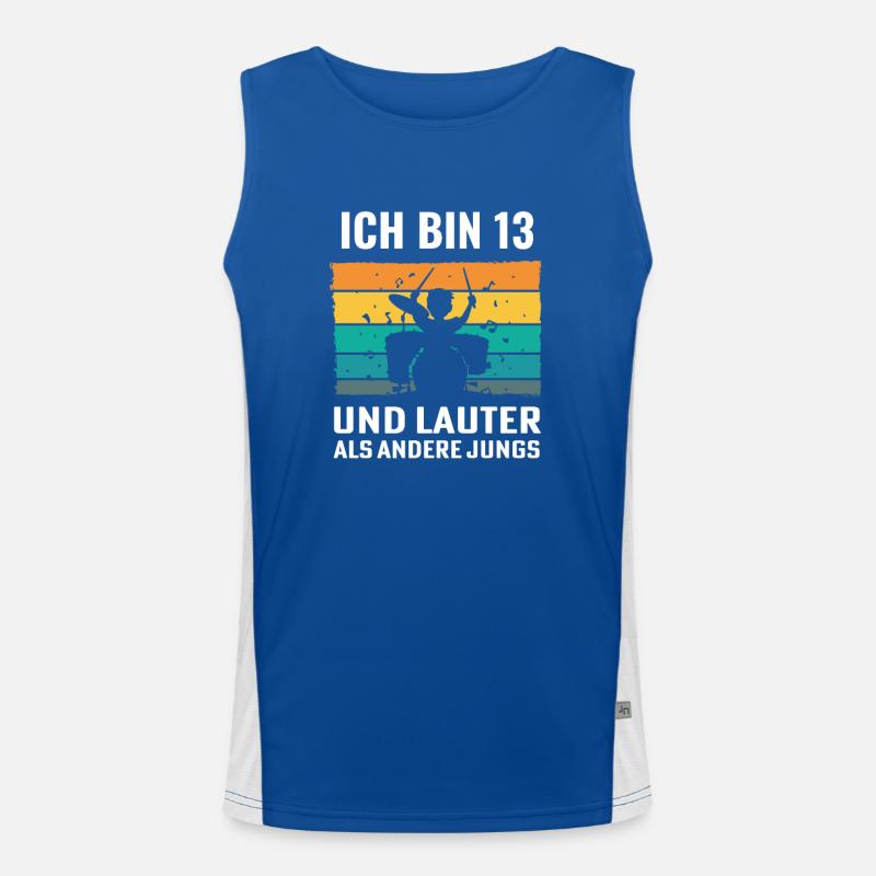 Drummer Schlagzeug Schlagzeuger 13. Geburtstag Funktionelles Kontrast-Tank Top für Männer 