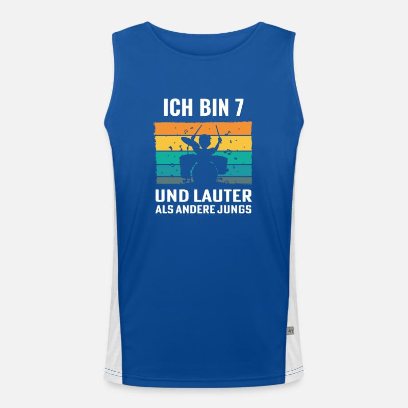 Drummer Schlagzeug Schlagzeuger 7. Geburtstag Funktionelles Kontrast-Tank Top für Männer 