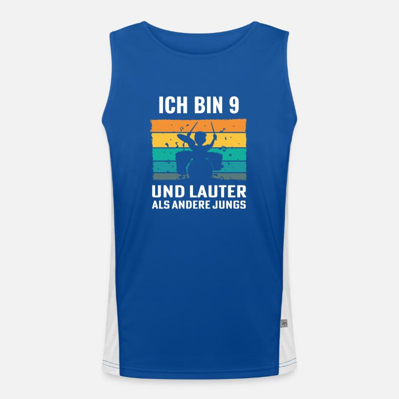 Drummer Schlagzeug Schlagzeuger 9. Geburtstag Funktionelles Kontrast-Tank Top für Männer 