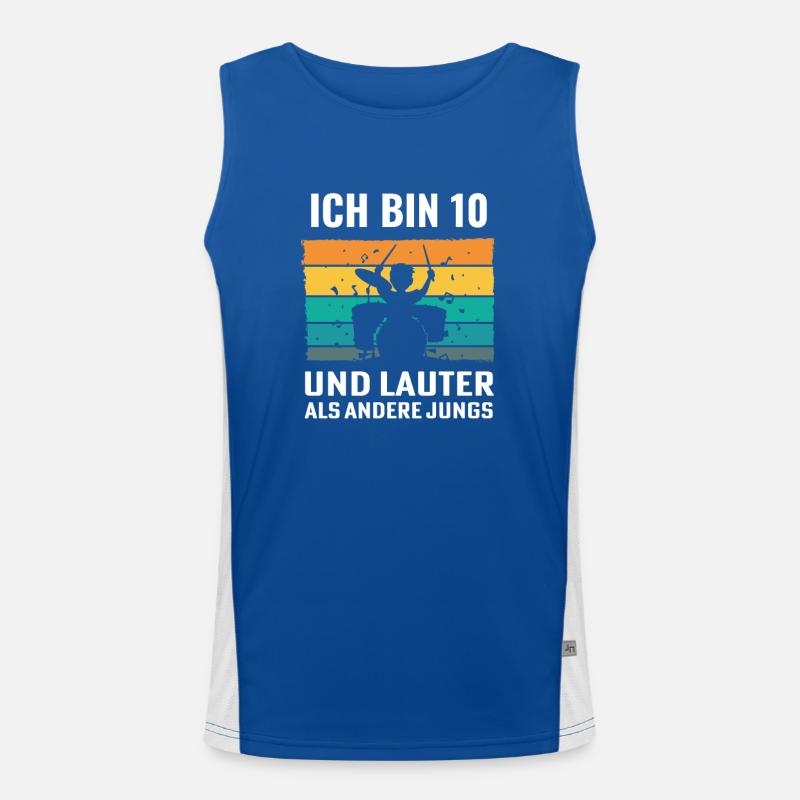 Drummer Schlagzeug Schlagzeuger 10. Geburtstag Funktionelles Kontrast-Tank Top für Männer 