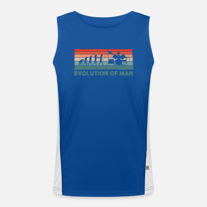 Retro Schlagzeuger Evolution Drummer Funktionelles Kontrast-Tank Top für Männer 
