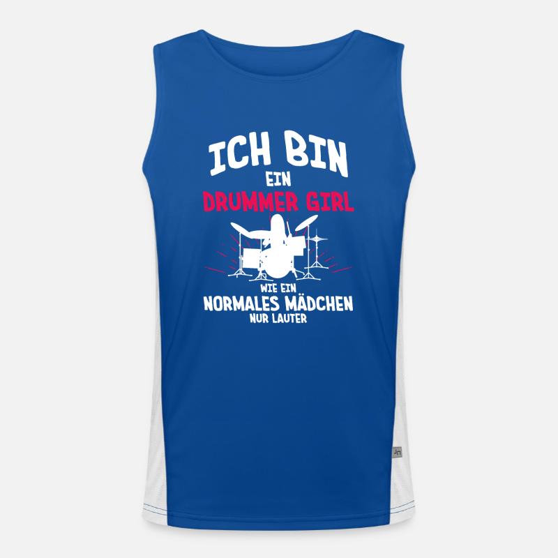 Schlagzeugerin Mädchen Drummer Funktionelles Kontrast-Tank Top für Männer 