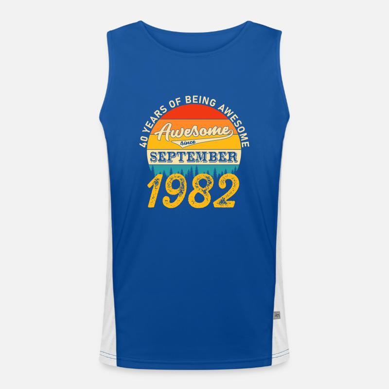 September 1982 - 40th birthday gift. Awesome. Men's Functional Contrast Tank Top 