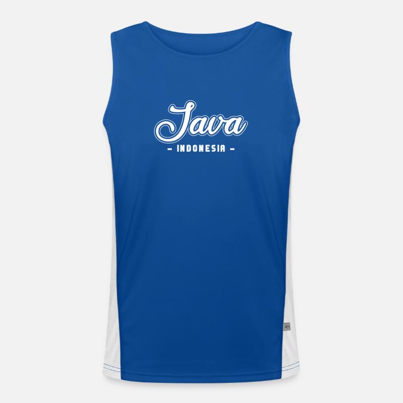 Vintage Urlaub Reise Java Indonesien Asien Funktionelles Kontrast-Tank Top für Männer 