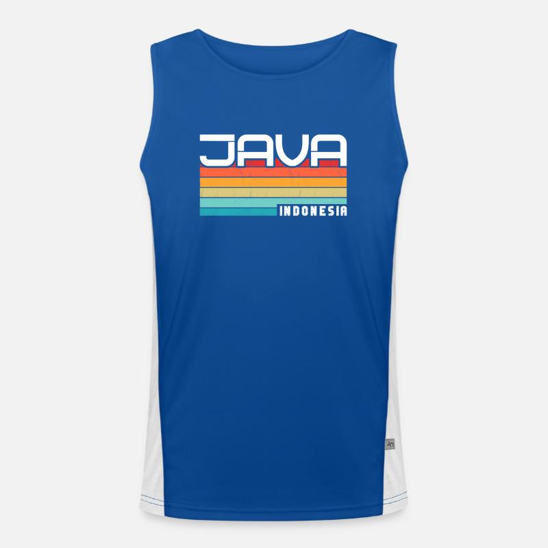 Vintage Urlaub Reise Java Indonesien Asien Funktionelles Kontrast-Tank Top für Männer 