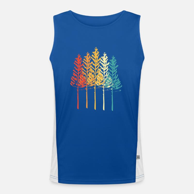 Retro Wald Natur Baum Jäger Bäume Holz Funktionelles Kontrast-Tank Top für Männer 