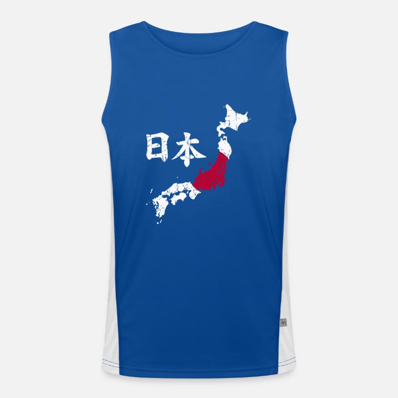 Nihon Japan Map Flag Vintage Men's Functional Contrast Tank Top 