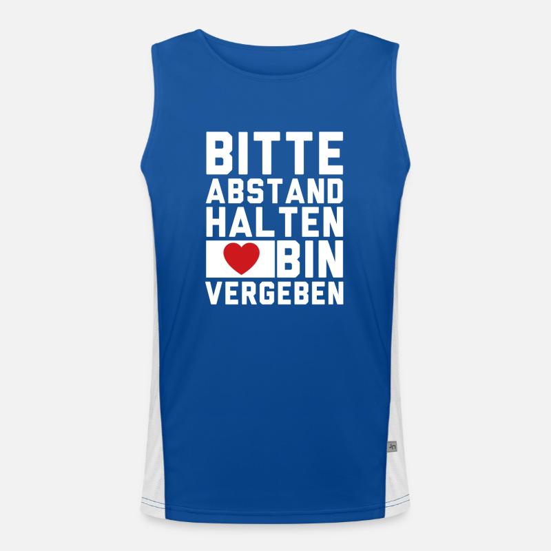 Bitte abstand bin vergeben mit Herz Funktionelles Kontrast-Tank Top für Männer 