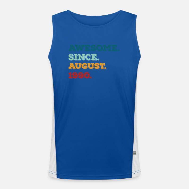August 1990 - Birthday in August Men's Functional Contrast Tank Top 