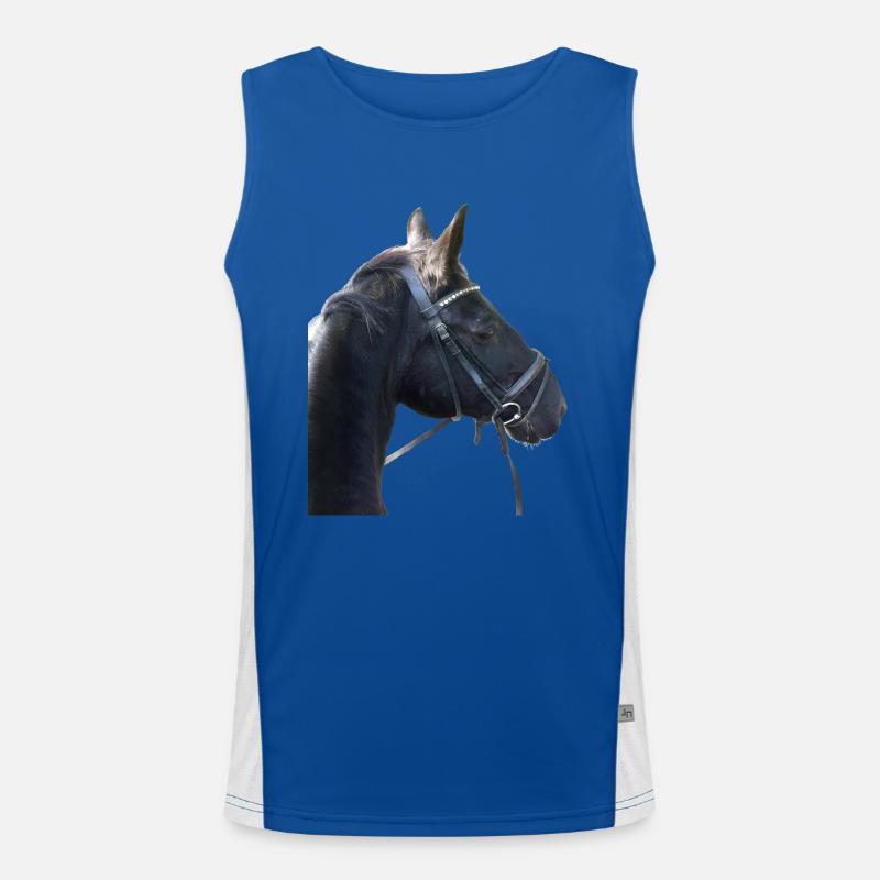 Pferdekopf eines Rappen mit Trense Funktionelles Kontrast-Tank Top für Männer 
