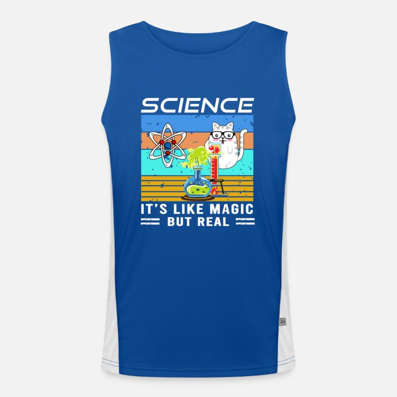 Science it s like magic but real funny cat science Men's Functional Contrast Tank Top 